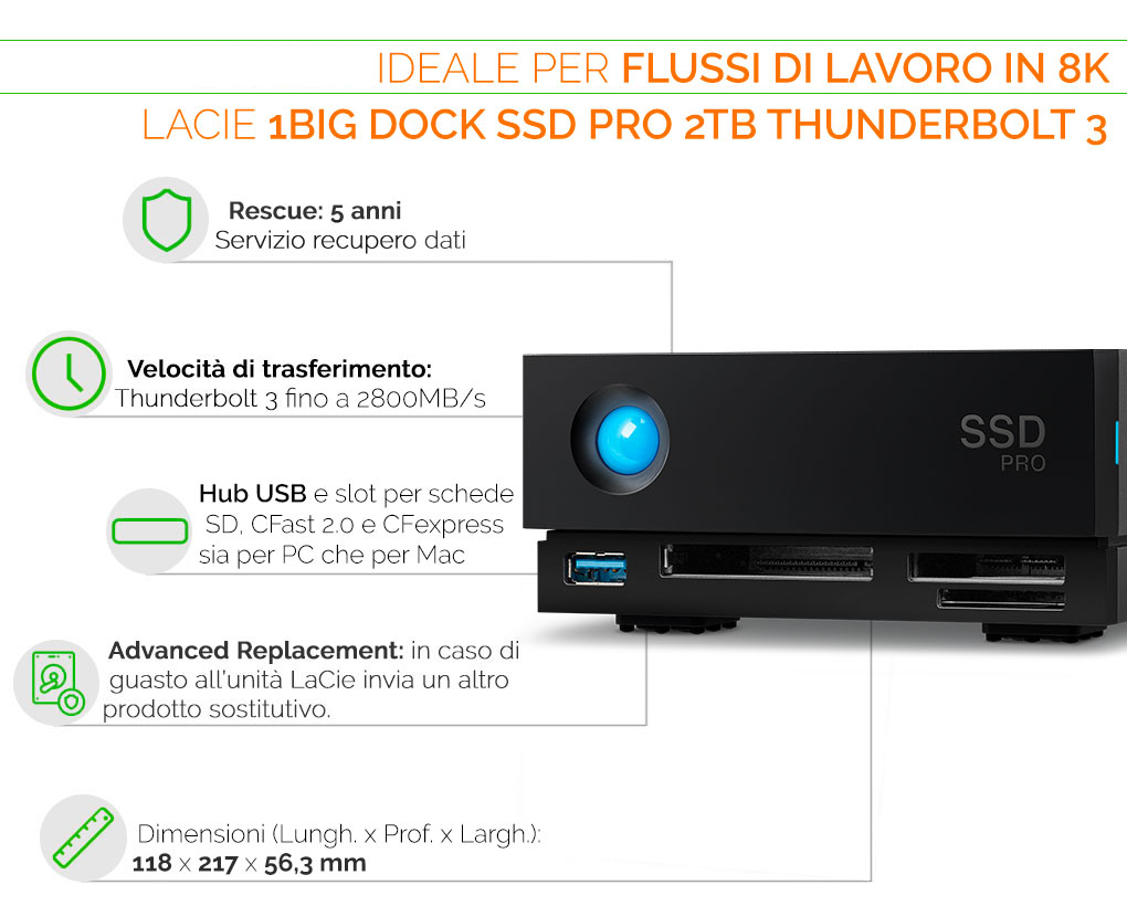 LACIE 1BIG DOCK SSD PRO HD PER REGISTI